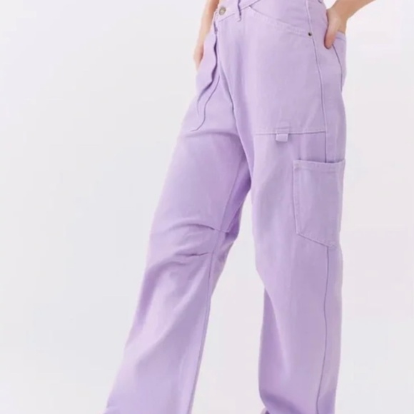 NEW Urban Outfitters Lioness Miami Vice Cargo Lilac Purple Denim Pants Jeans L 8 - Picture 3 of 16